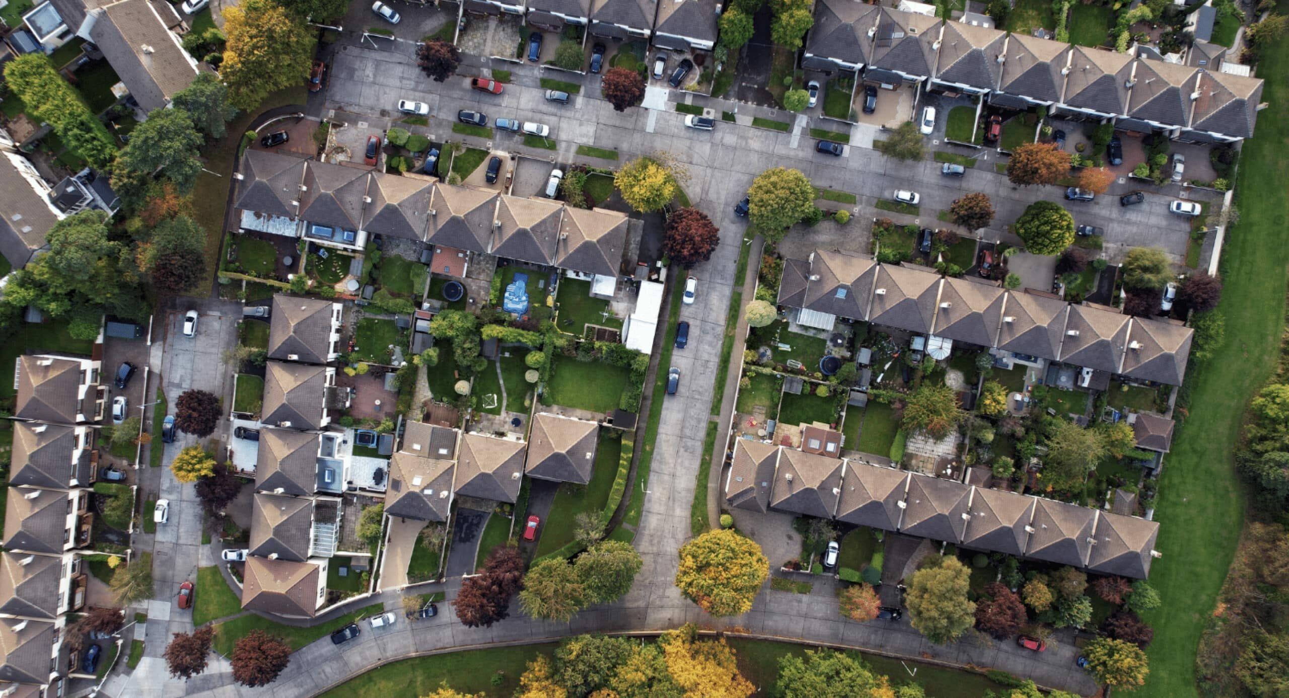 Birds eye view shot of a town